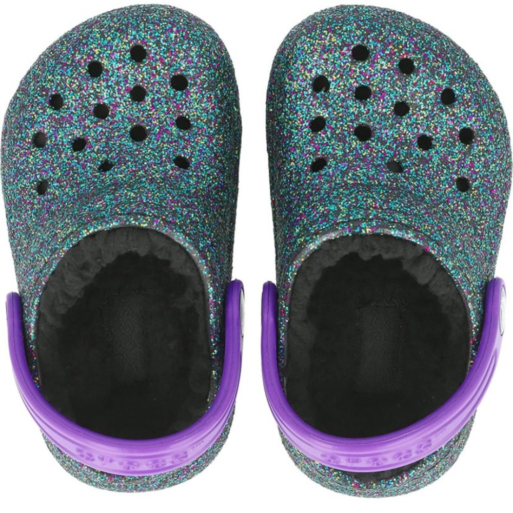 NWT - Toddler Girls Fur Lined Glitter Crocs